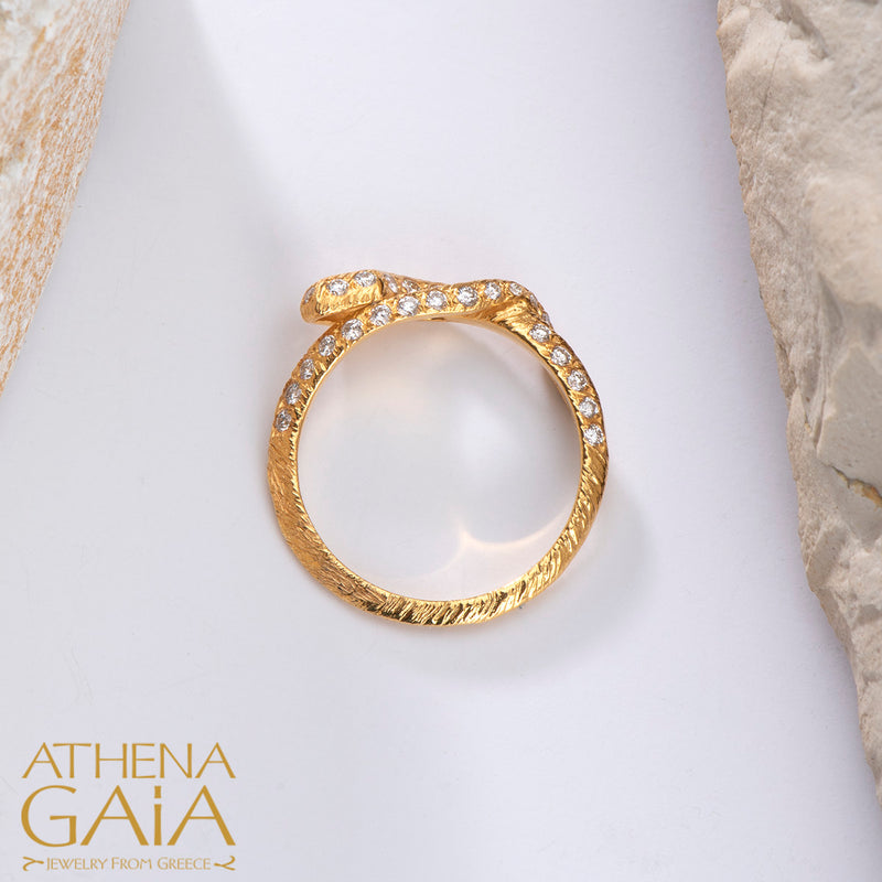 Mythology Snakes Diamond Band Ring - 18k Gold Ring