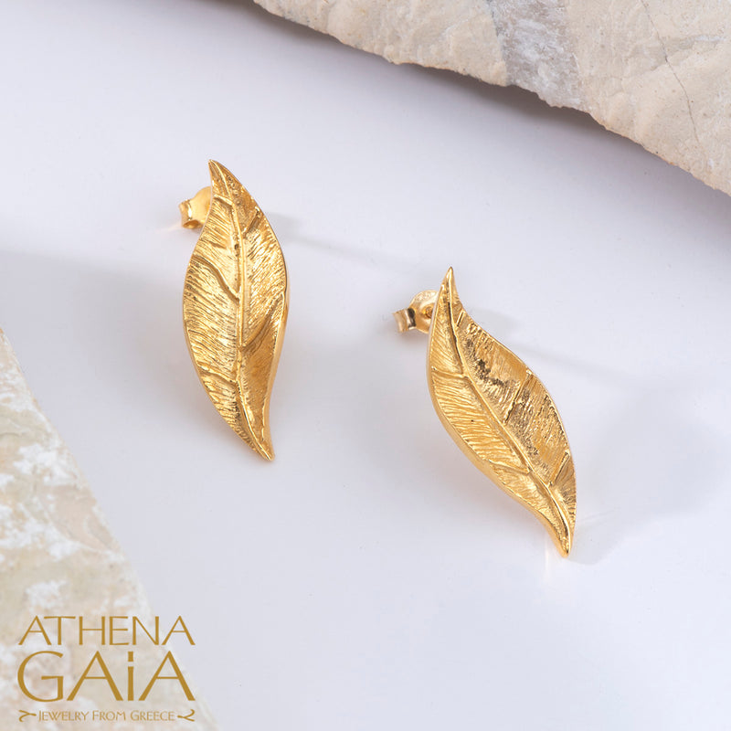 Golden Peonies Earrings - 18k Gold Earrings - Post Earrings