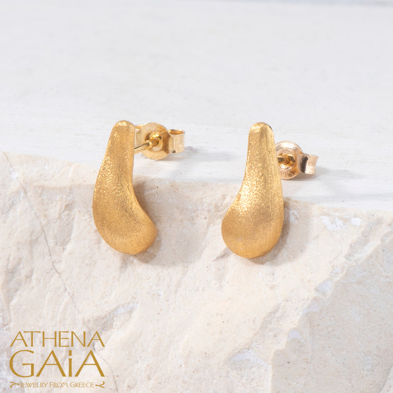 Ocean Waves Post Earrings - 18k Gold - Stud Earrings