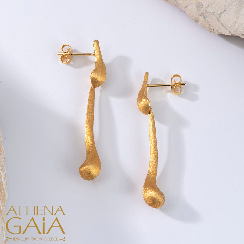 Ocean Waves Earrings - 18k Gold Earrings - Chandelier Earrings