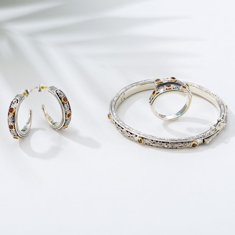Nefeli Earrings - 18k Gold & Sterling Silver - Hoop Earrings