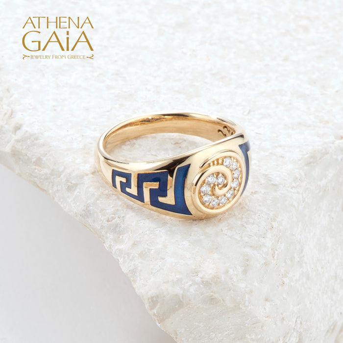 Greek Key Pattern Ring Mens Ring Gold Rings for Men Mens -  Sweden
