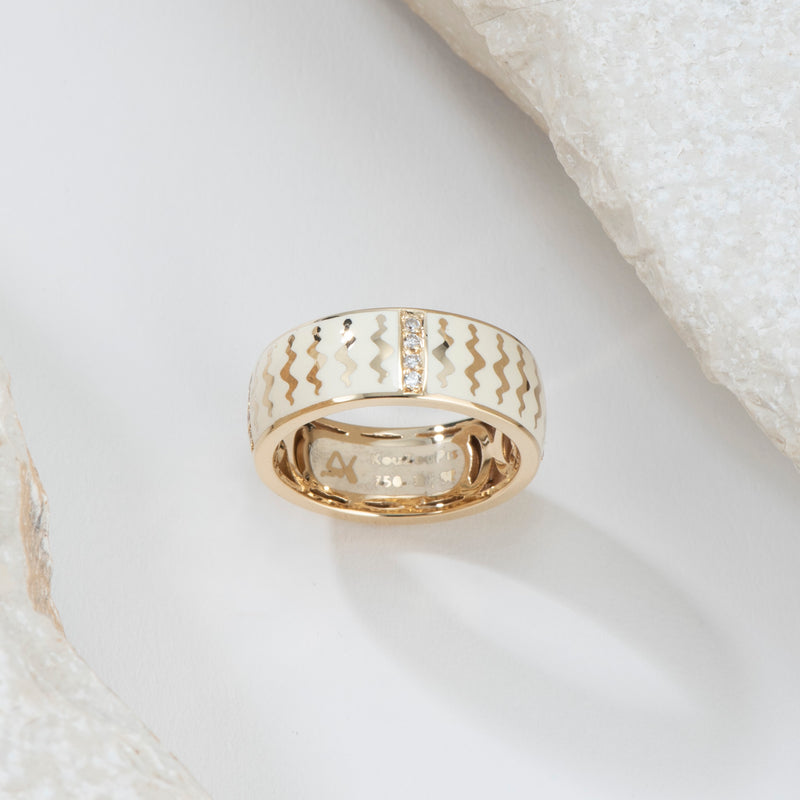 Eternal Snakes Enamel Ring - 18k Gold Ring - Sterling Silver Ring - Cigar Band Ring