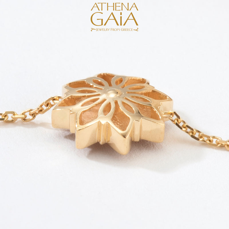 Stars Single Flower Enamel & Diamond Bracelet - 18k Gold Bracelet