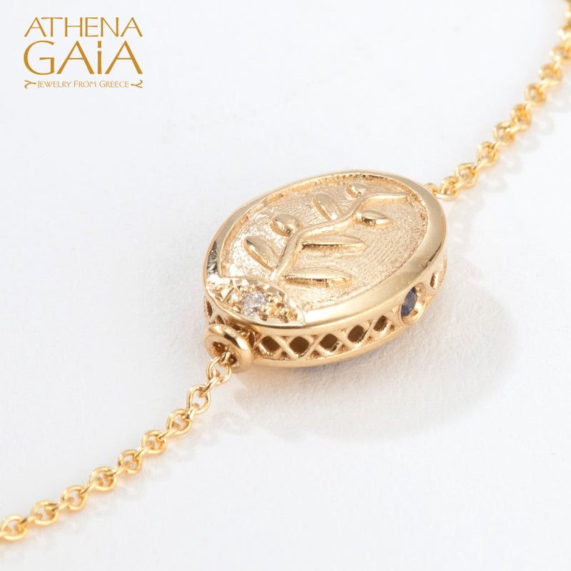 Elegant Tree of Life Enamel Bracelet - 18k Gold Bracelet