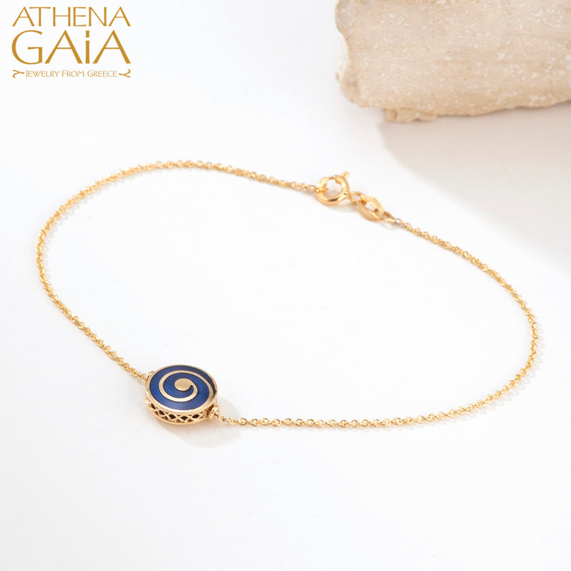 Elegant Enamel Spiral Bracelet - 18k Gold Bracelet