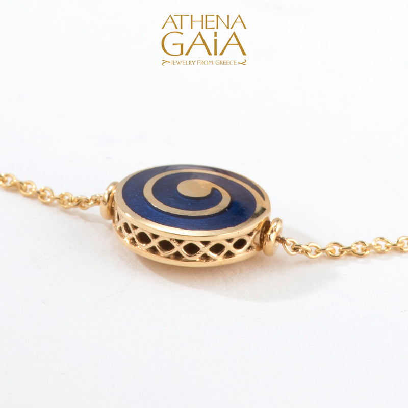 Elegant Enamel Spiral Bracelet - 18k Gold Bracelet