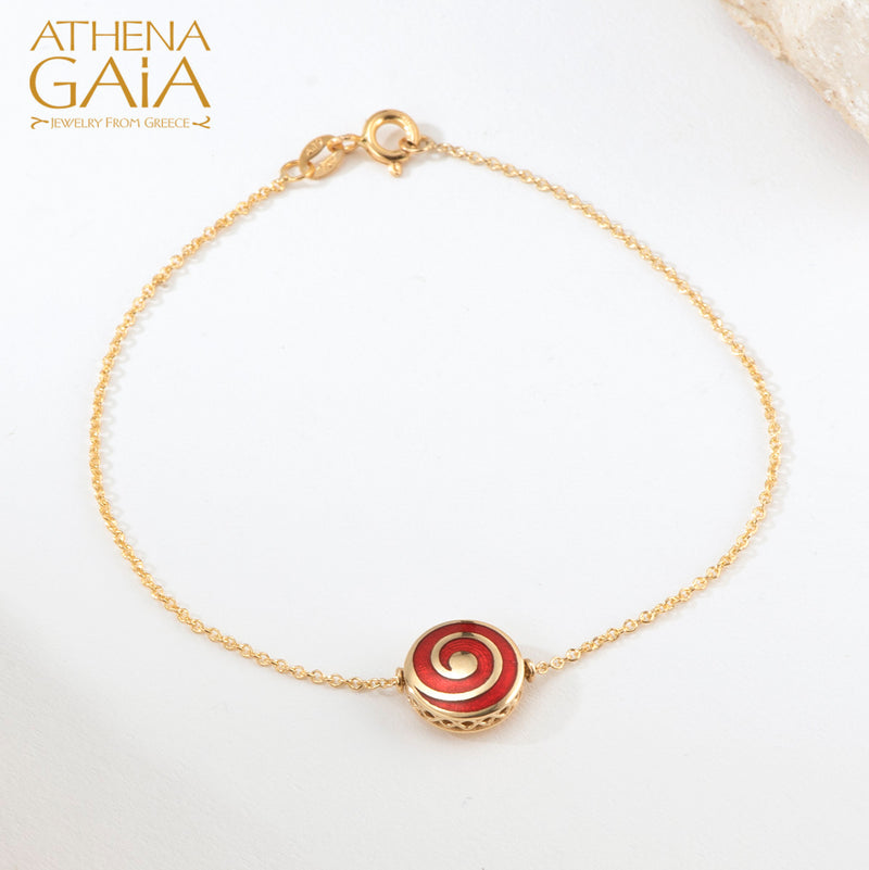 Elegant Enamel Spiral Bracelet - 18k Gold Bracelet