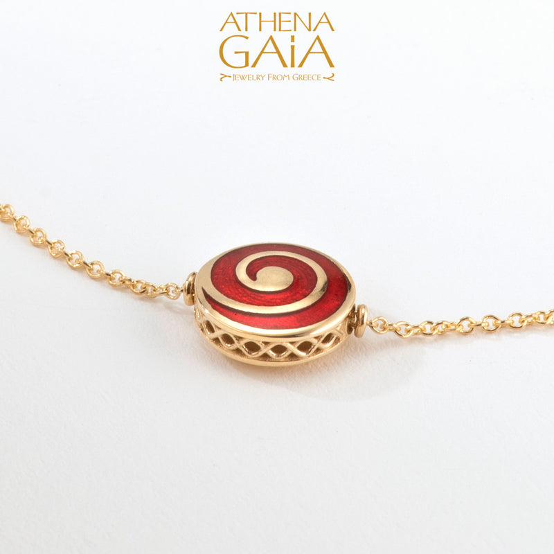 Elegant Enamel Spiral Bracelet - 18k Gold Bracelet