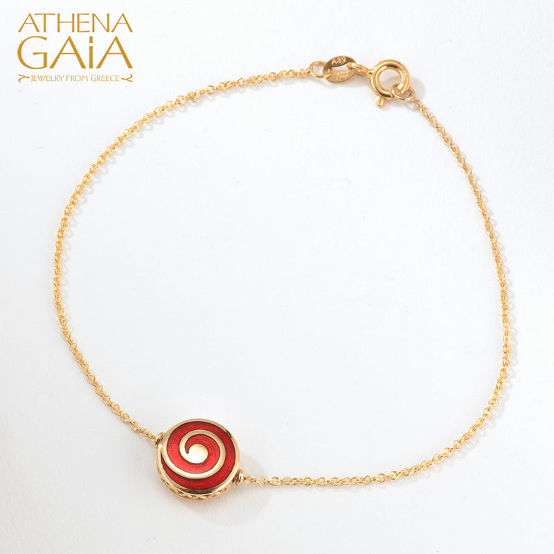 Elegant Enamel Spiral Bracelet - 18k Gold Bracelet