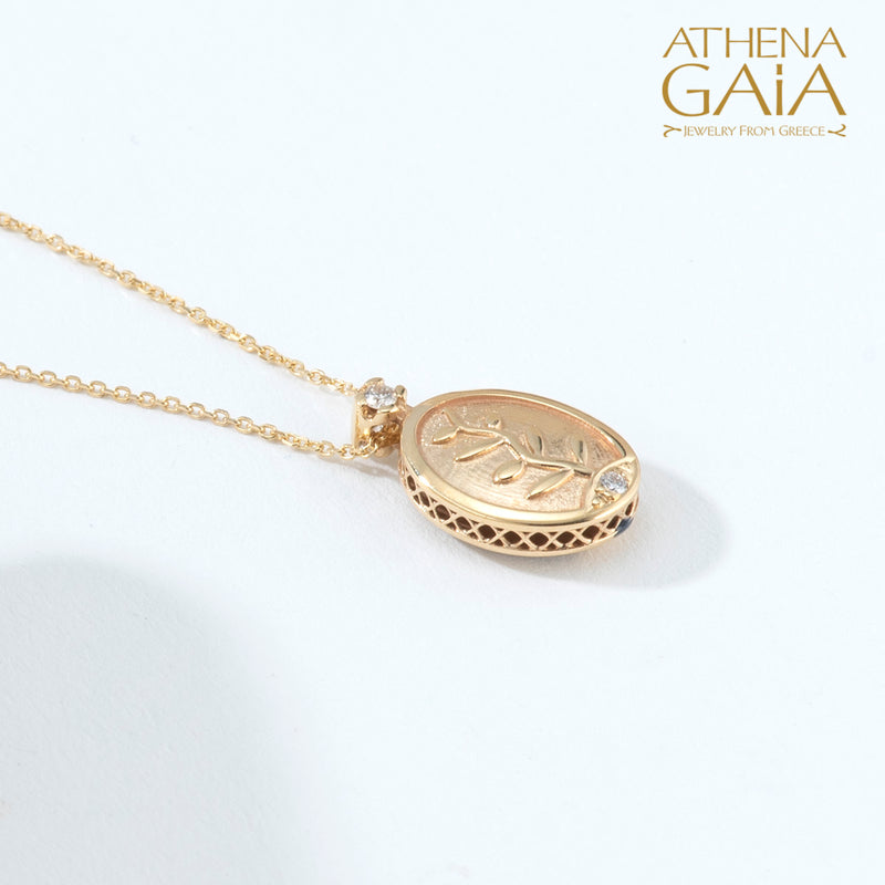 Elegant Reversible Tree of Life Enamel Pendant Necklace - 18k Gold Necklace