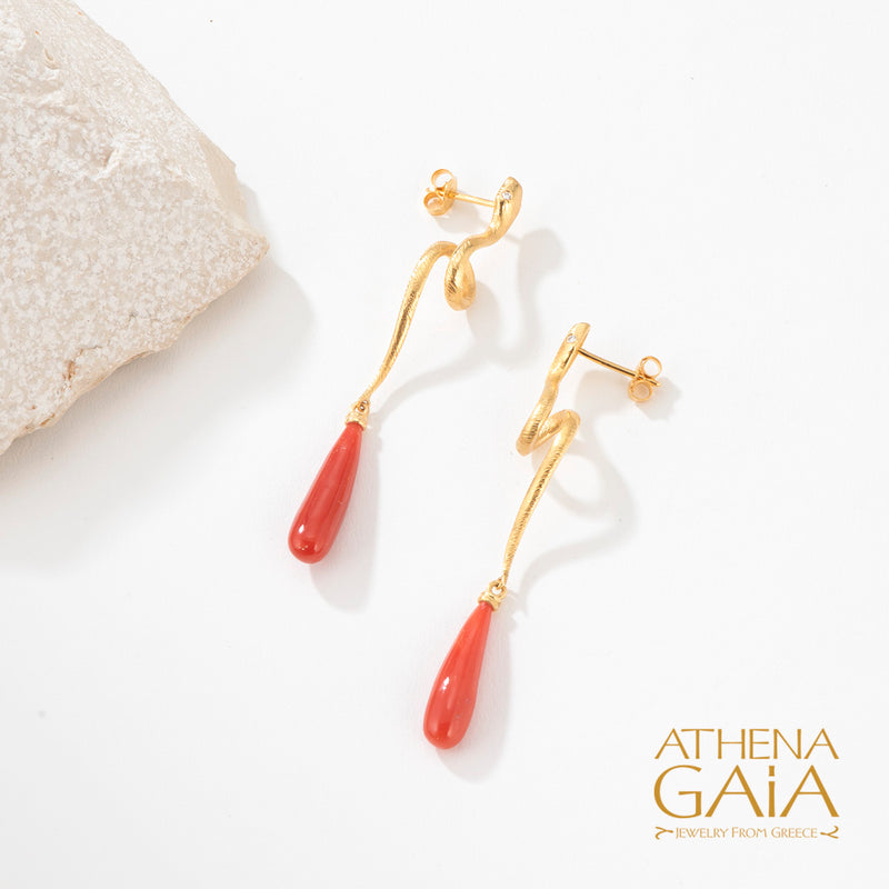 Mythology Snakes Earrings - 18k Gold Earrings - Chandelier Earrings