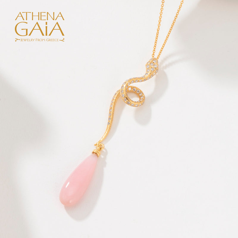 Mythology Snake Diamond Pendant Necklace  - 18k Gold Necklace