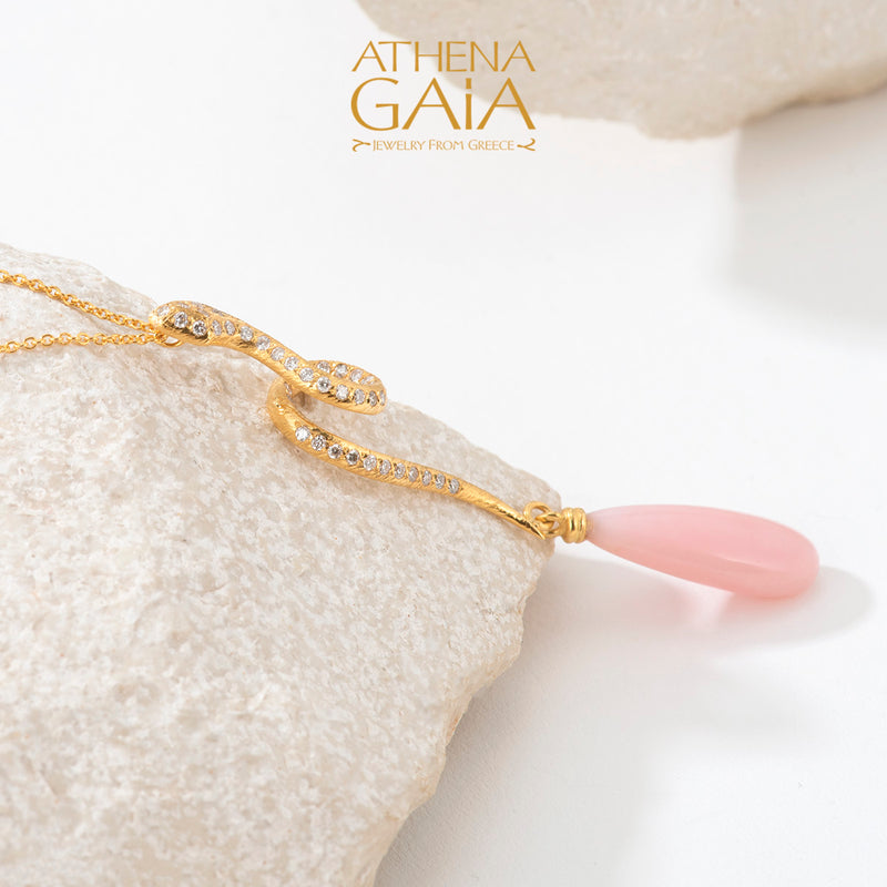Mythology Snake Diamond Pendant Necklace  - 18k Gold Necklace