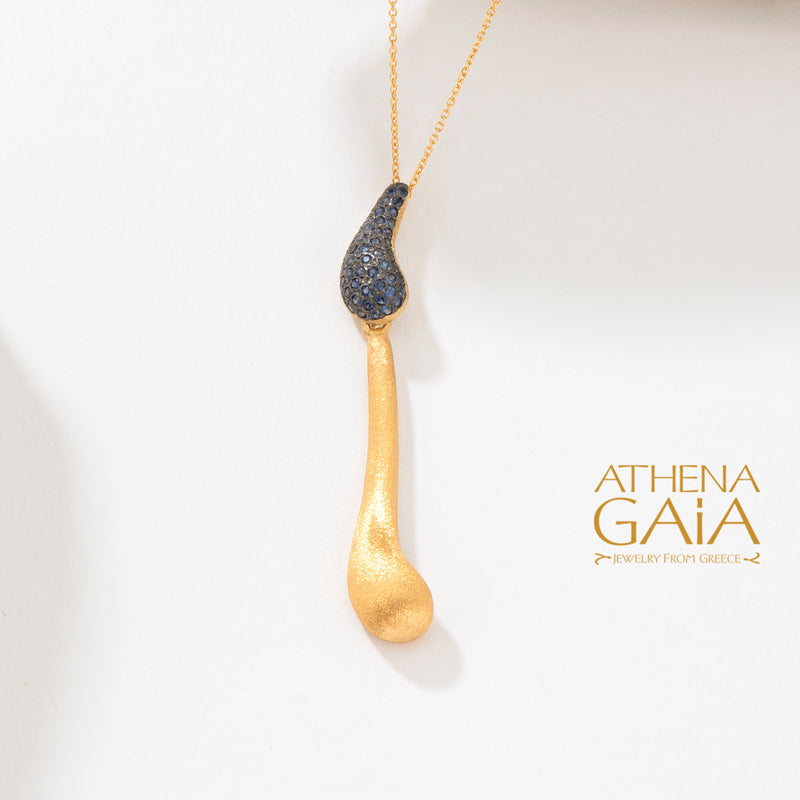 Ocean Waves Sapphire Drops Pendant Necklace - 18k Gold Necklace