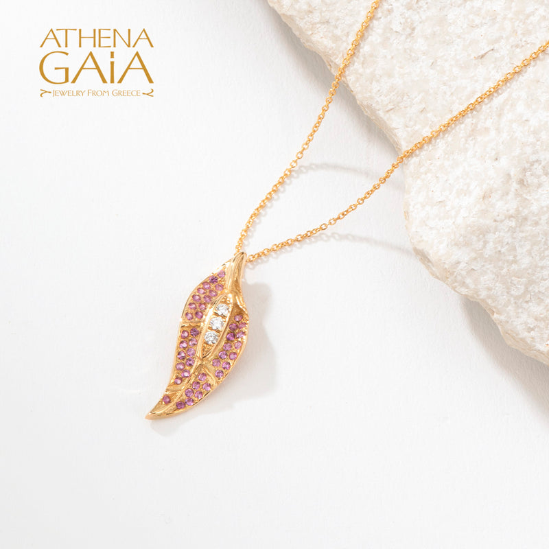 Golden Peonies Stone Pendant Necklace - 18k Gold Necklace