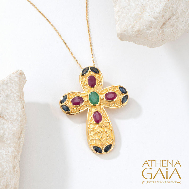 Large Imperial Cross - 18k Gold - Pomme Byzantine Cross