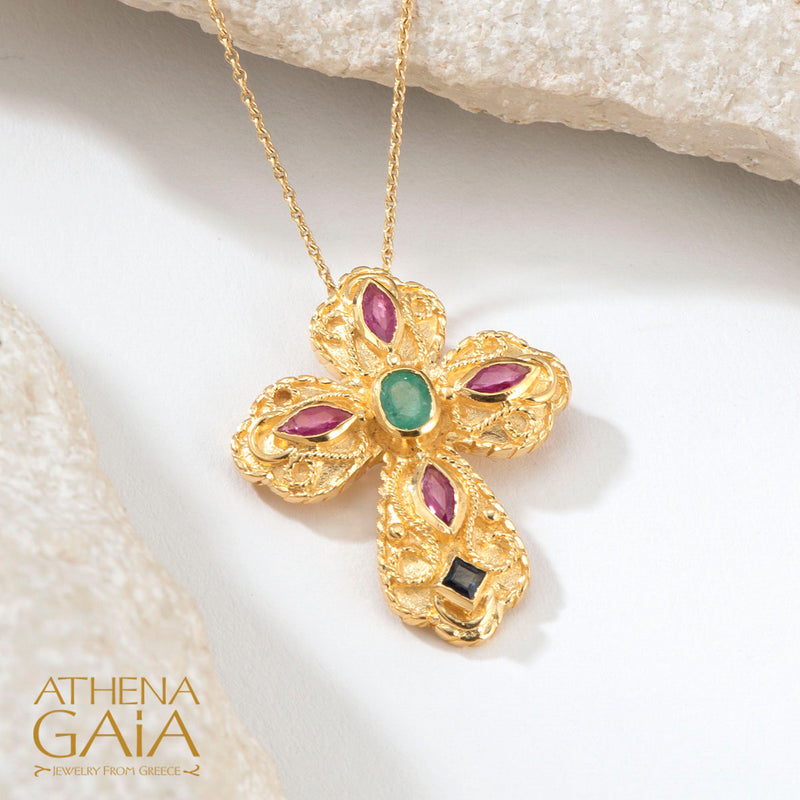 Regal Pointed Cross - 18k Gold - Pomme Byzantine Cross