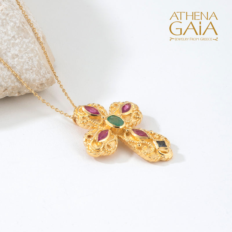 Regal Pointed Cross - 18k Gold - Pomme Byzantine Cross