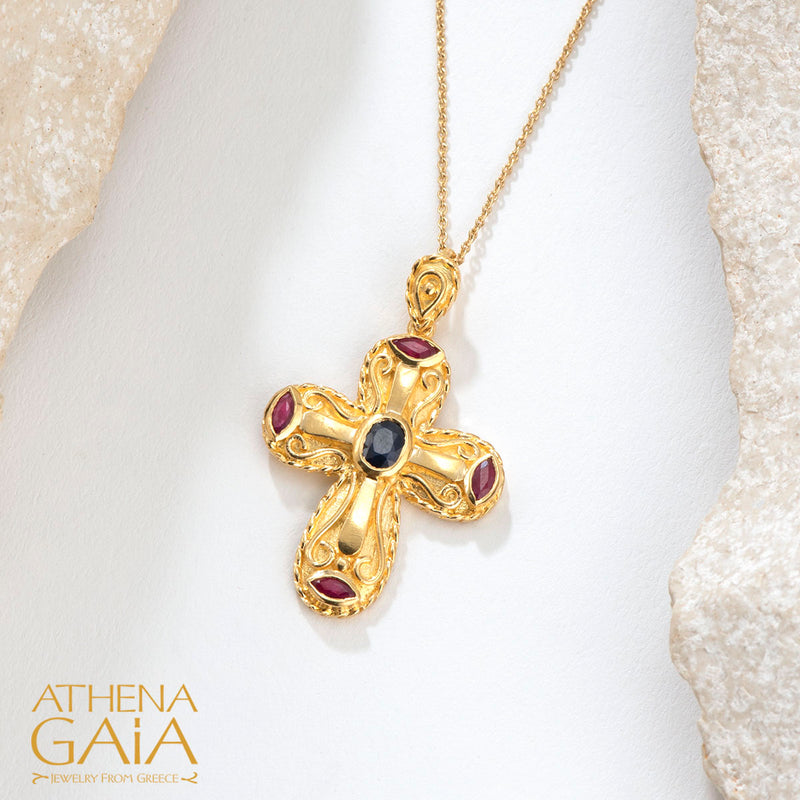 Regal Mini Regal Pomme Cross - 18k Gold - Byzantine Cross