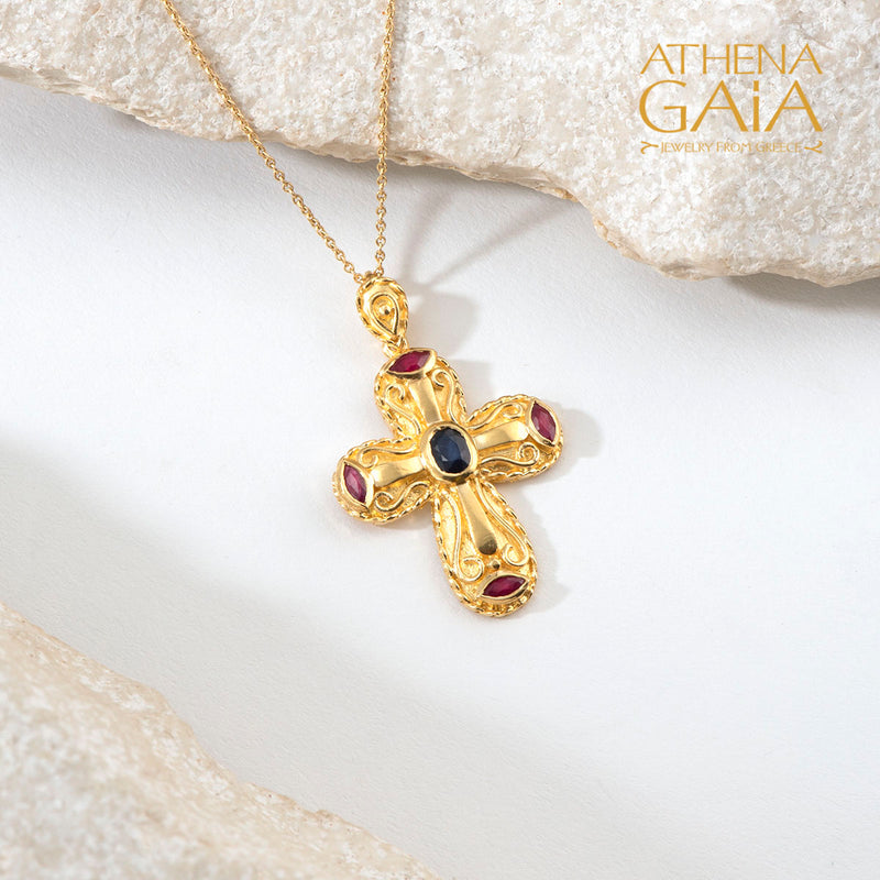 Regal Mini Regal Pomme Cross - 18k Gold - Byzantine Cross
