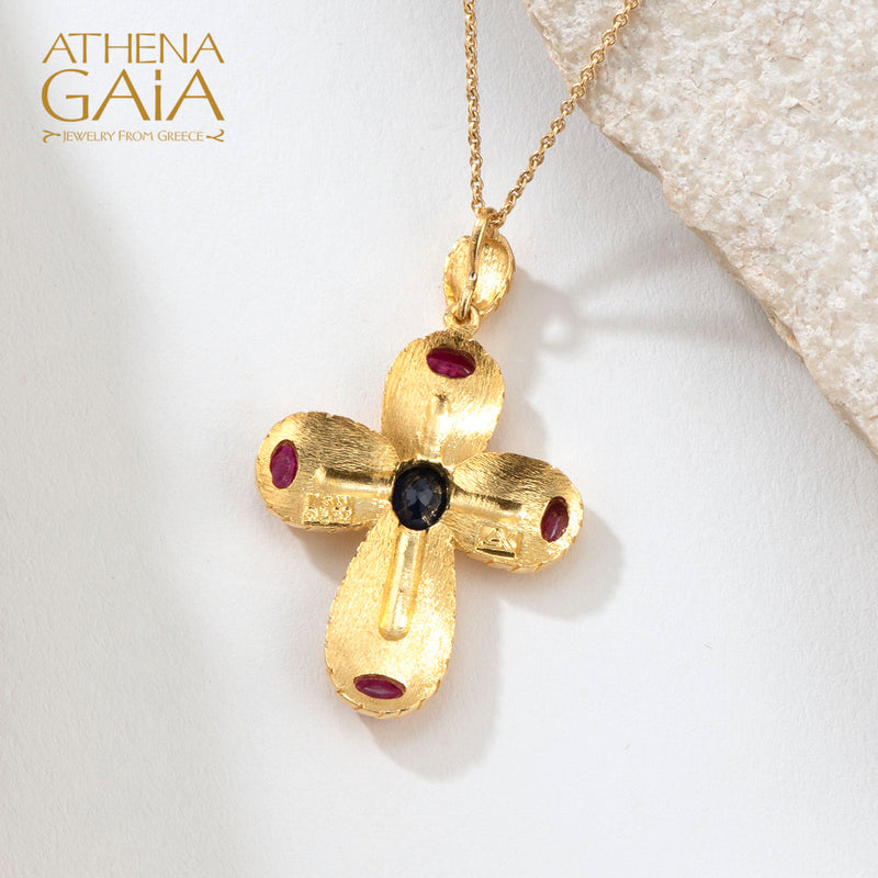 Regal Mini Regal Pomme Cross - 18k Gold - Byzantine Cross