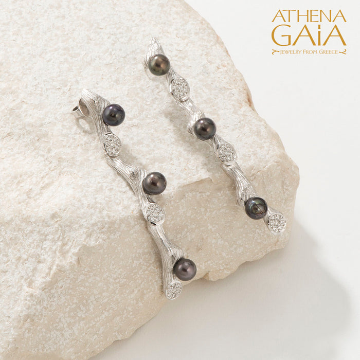 Four Seasons Winter Pearl Chandelier Earrings - 18k Gold Earrings