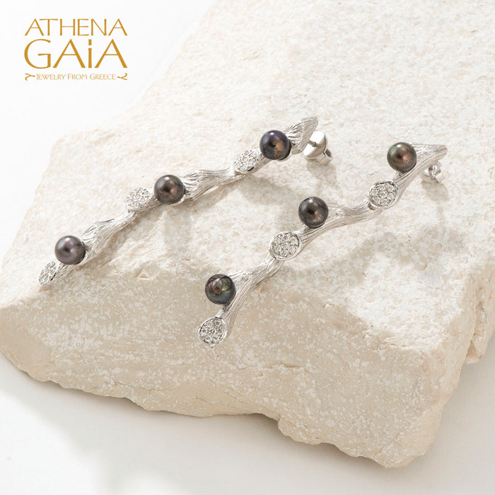 Four Seasons Winter Pearl Chandelier Earrings - 18k Gold Earrings