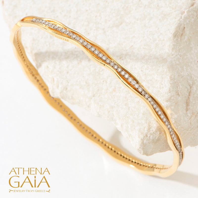 Veiled Earth Scripts "Stalactites" Bracelet- 18k Gold - Solid Bangle Bracelet