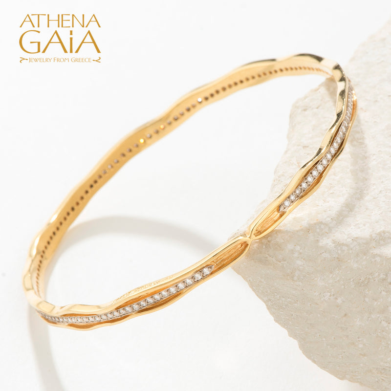 Veiled Earth Scripts "Stalactites" Bracelet- 18k Gold - Solid Bangle Bracelet