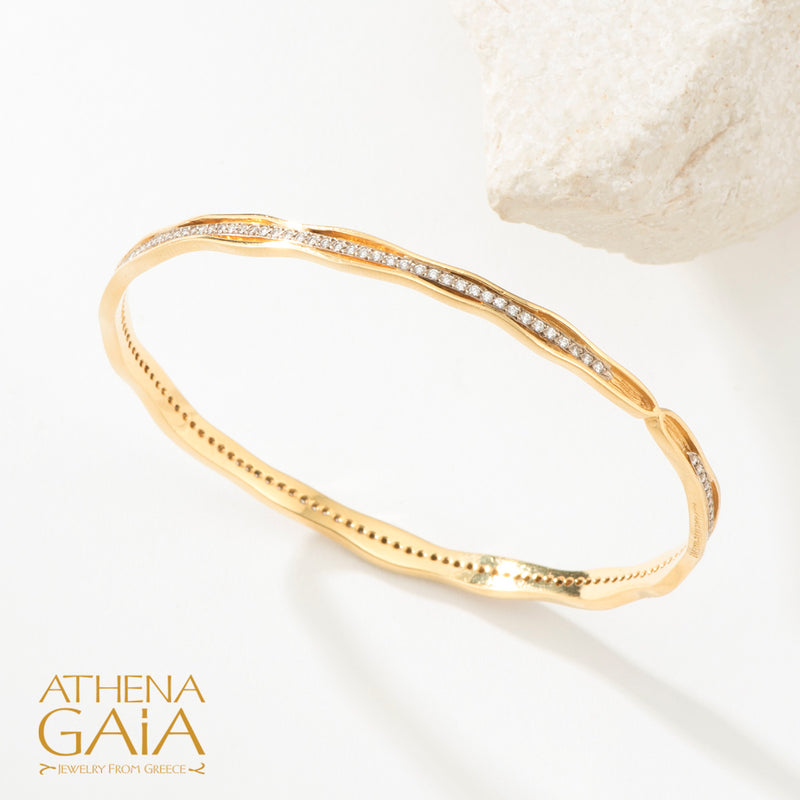 Veiled Earth Scripts "Stalactites" Bracelet- 18k Gold - Solid Bangle Bracelet