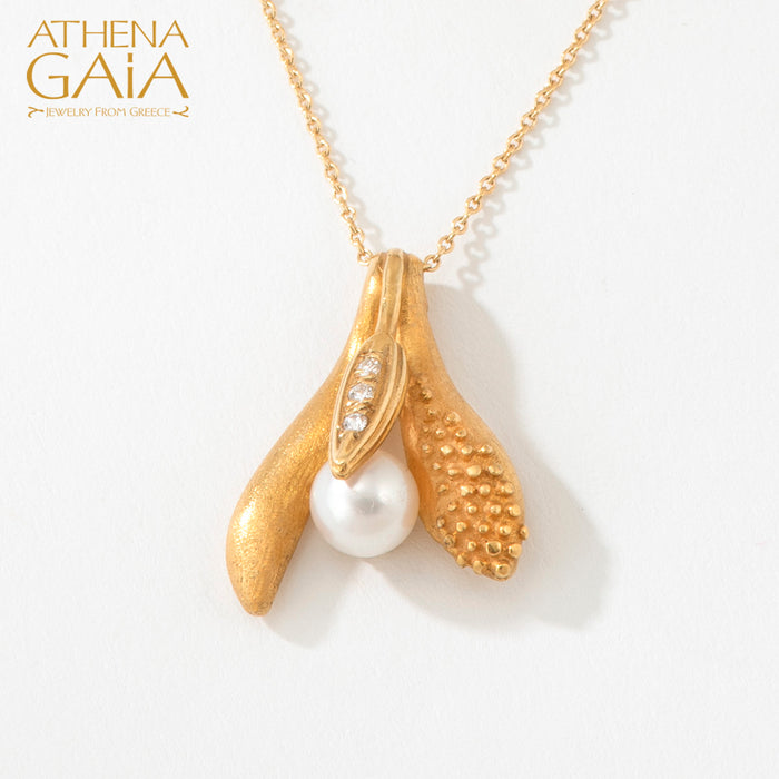 Golden Peonies Akoya Pearl Necklace