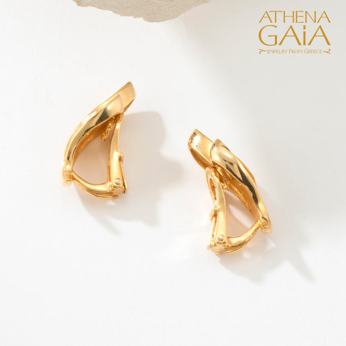 Golden Peonies Diamond Clip Earrings