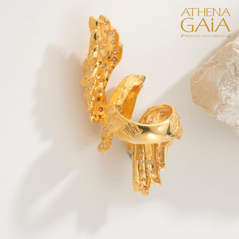 Mythology Eagle Diamond Ring - 18k Gold Ring - Cocktail Ring