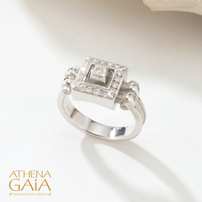 Shadow and Light Double-Bar Diamond Ring - 18k Gold Ring