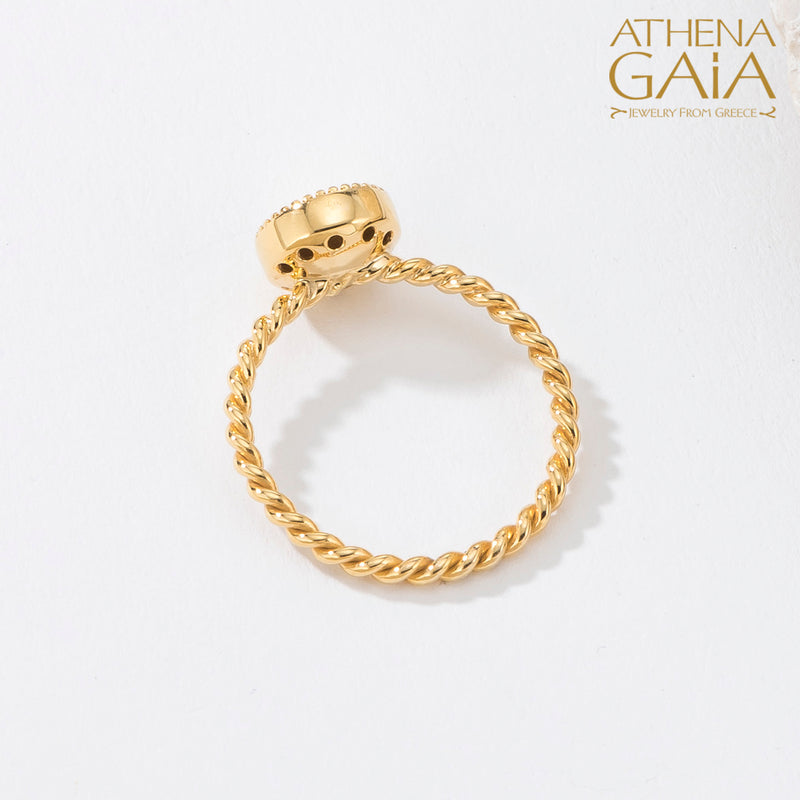 Geometric Twisted Band Circle Ring - 18k Gold Ring