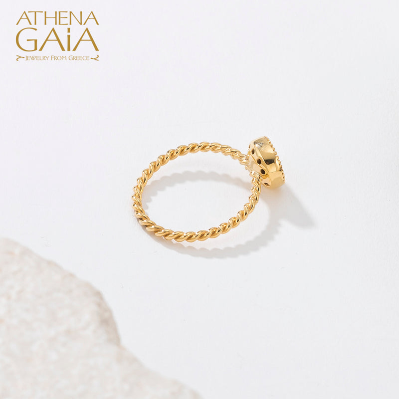 Geometric Twisted Band Circle Ring - 18k Gold Ring