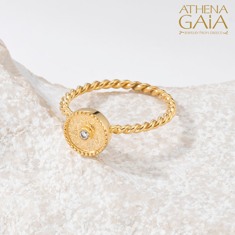 Geometric Twisted Band Circle Ring - 18k Gold Ring