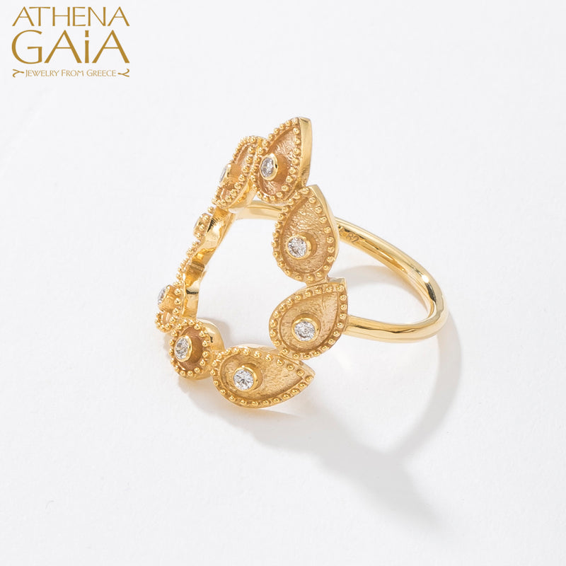 Geometric Open Circle Drops Ring - 18k Gold Ring - Cocktail Ring