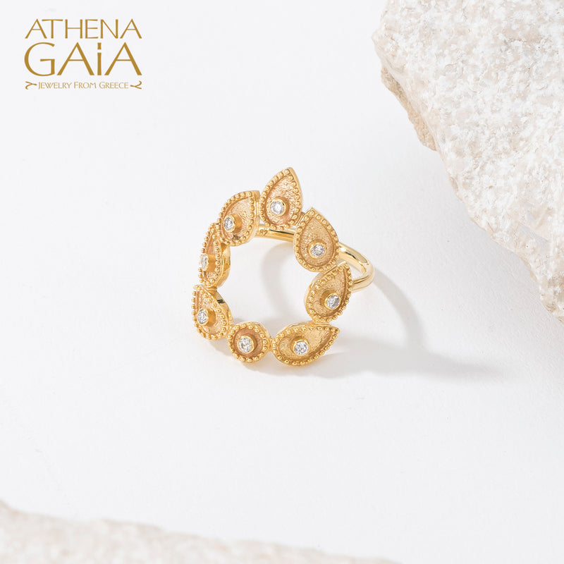 Geometric Open Circle Drops Ring - 18k Gold Ring - Cocktail Ring