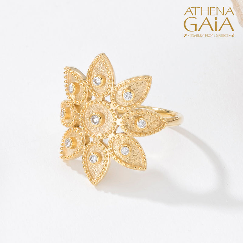 Geometric Closed Circle Drops Ring - 18k Gold Ring - Cocktail Ring