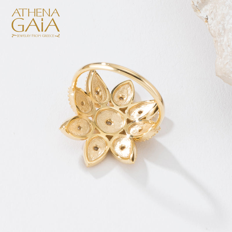 Geometric Closed Circle Drops Ring - 18k Gold Ring - Cocktail Ring