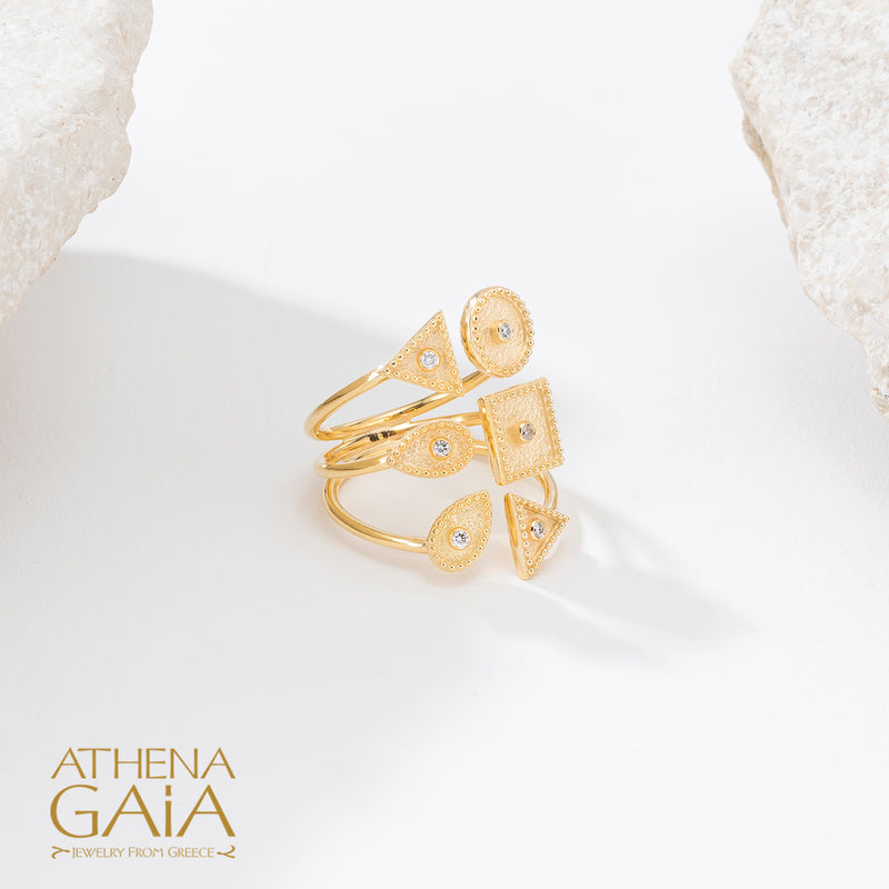 Geometric Light Ring - 18k Gold Ring - Cocktail Ring