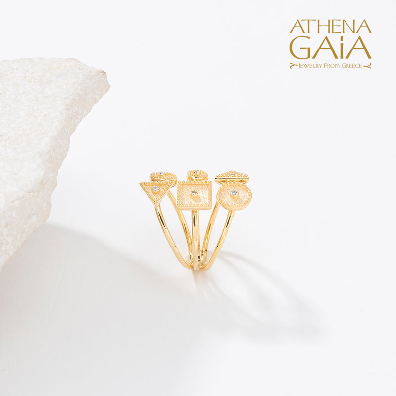 Geometric Light Ring - 18k Gold Ring - Cocktail Ring