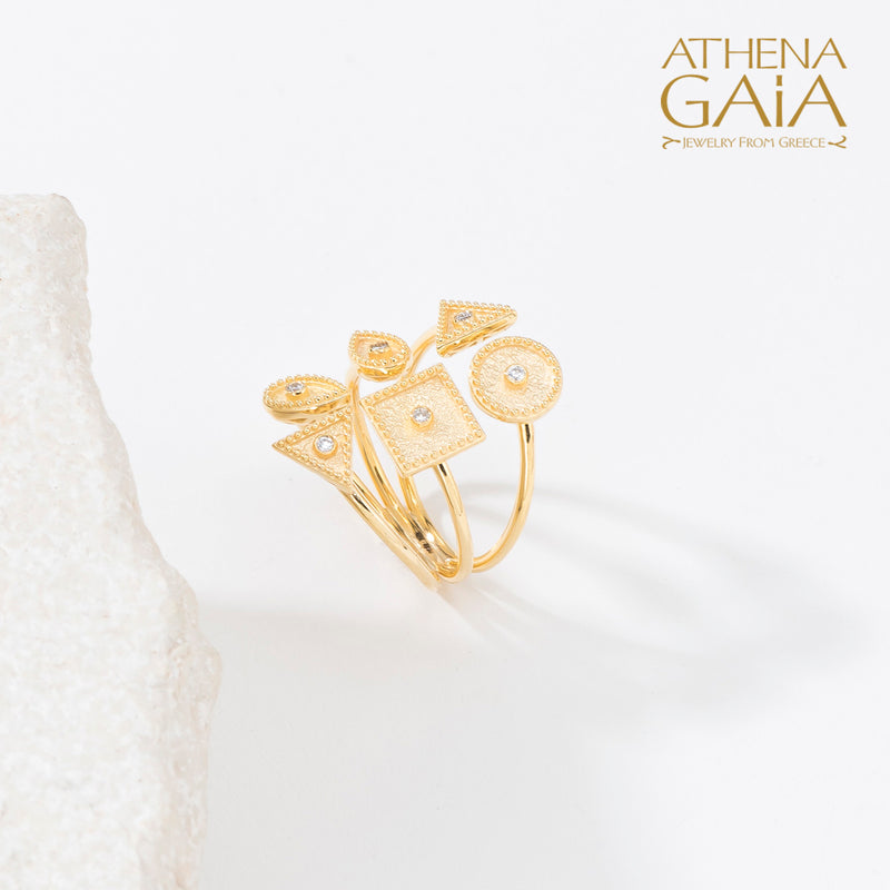 Geometric Light Ring - 18k Gold Ring - Cocktail Ring