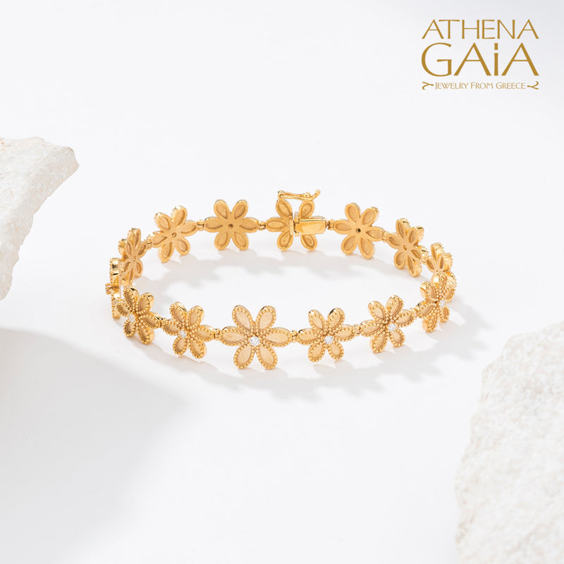 Geometric Diamond Flower Bracelet - 18k Gold Bracelet