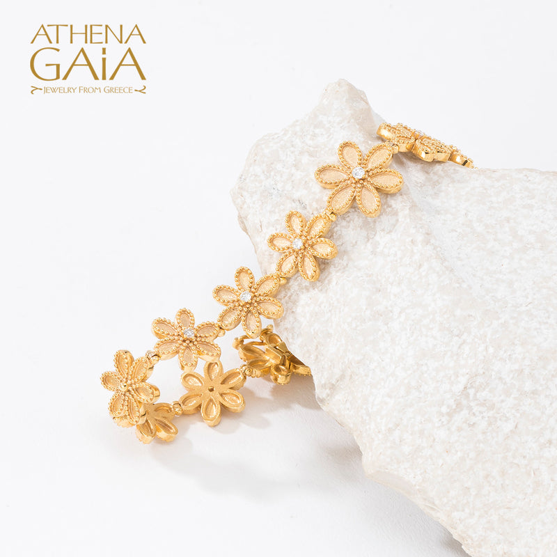 Geometric Diamond Flower Bracelet - 18k Gold Bracelet