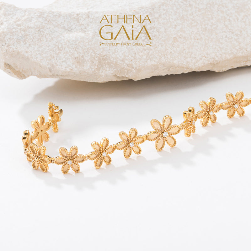 Geometric Diamond Flower Bracelet - 18k Gold Bracelet