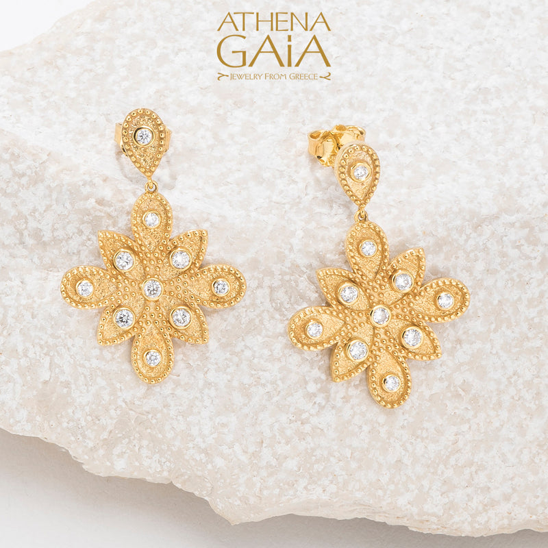 Geometric Drop Earrings - 18k Gold Earrings - Chandelier Earrings