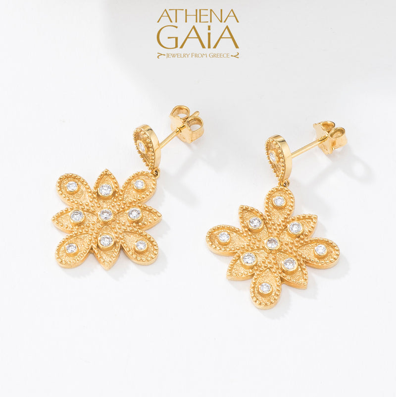 Geometric Drop Earrings - 18k Gold Earrings - Chandelier Earrings